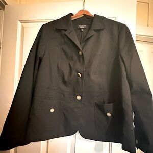 Talbots 14 Plus Sized Petite ClassicBlack Double Breasted Blazer